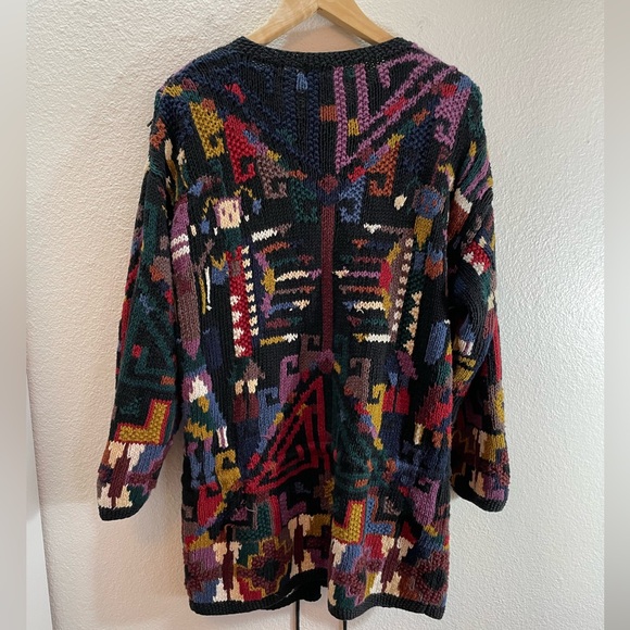 Abstract Art to Wear Cotton/Ramie Rainbow 🌈 Knit Sweater Size M - Picture 6 of 7